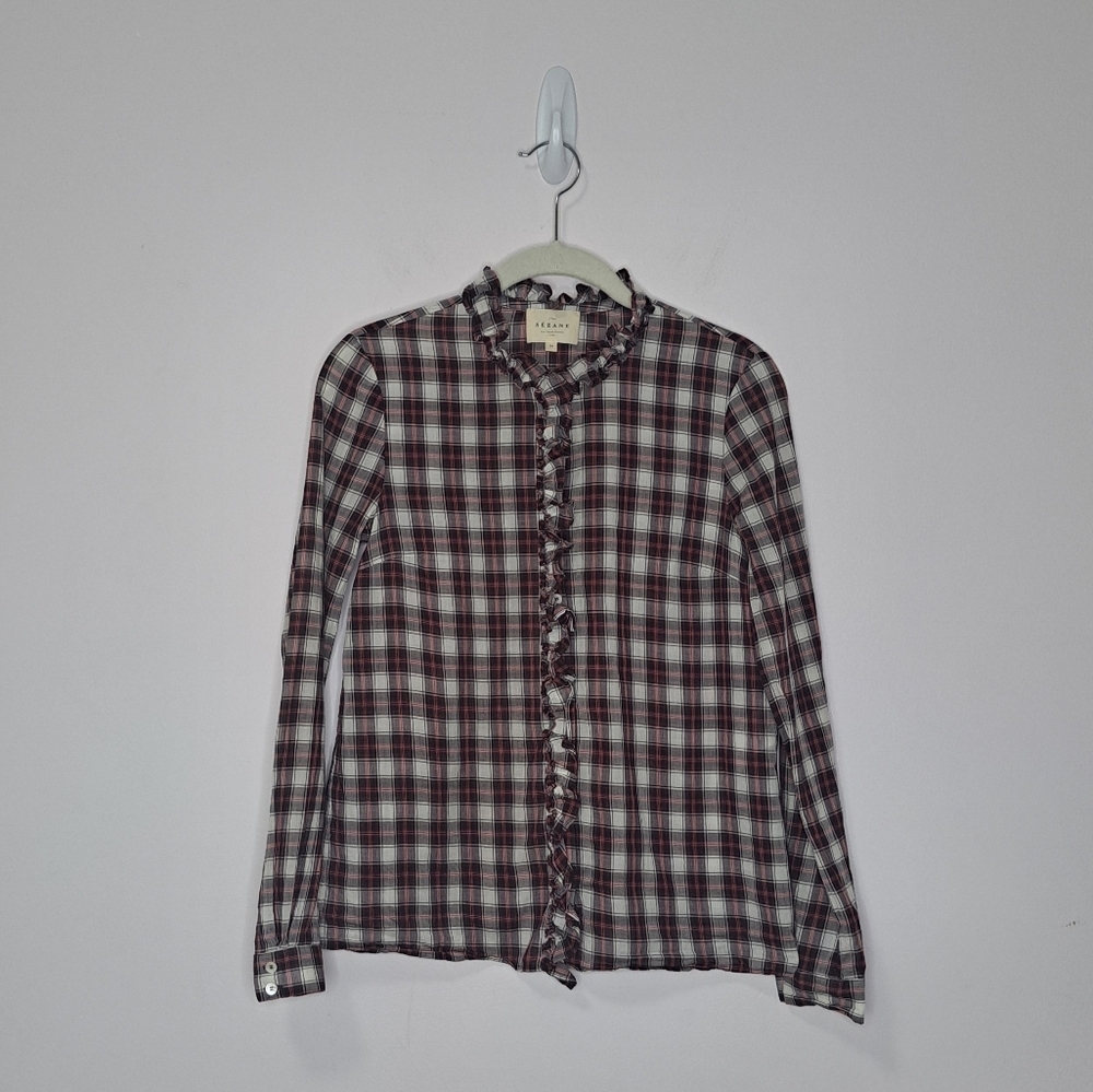 Sezane Solange ecru rouge blouse XS NWOT - Picture 3 of 7